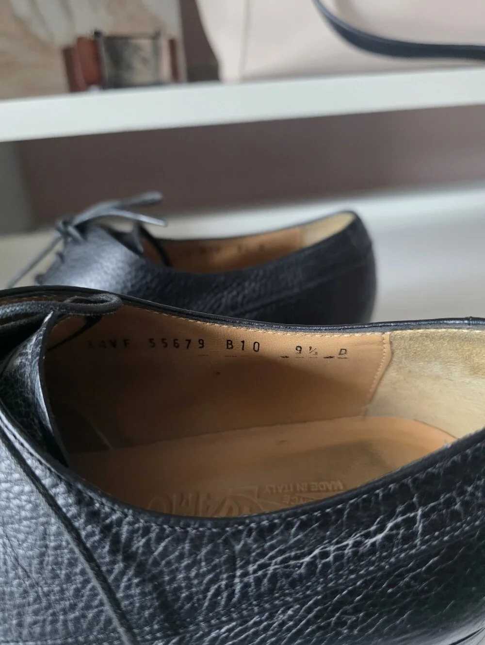 Salvatore Ferragamo Black Leather Lace-Up Derby Shoes